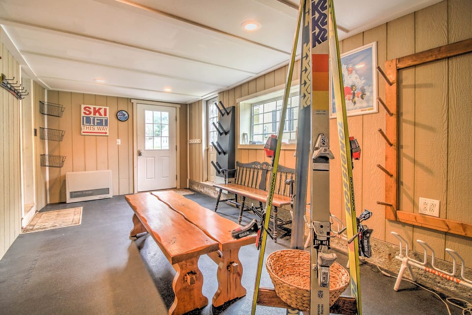 Mud room for ski storage, boot driers, and baskets for hats, gloves, etc.