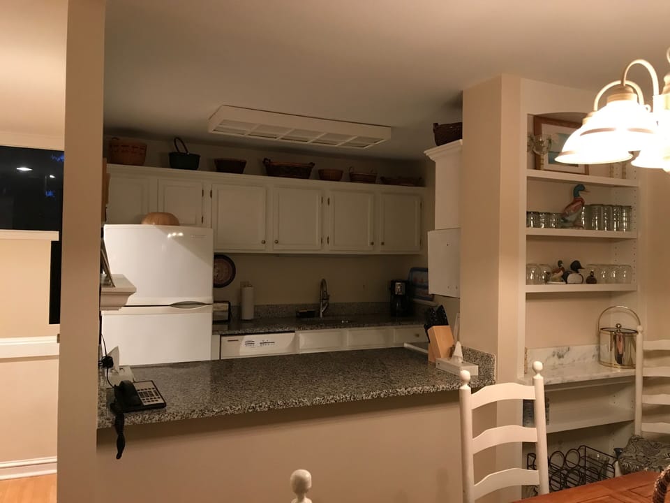 New pass-through from kitchen to dining area. Upper cabinets removed! 