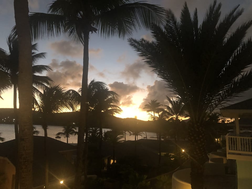 View of sunset from villa terrace
