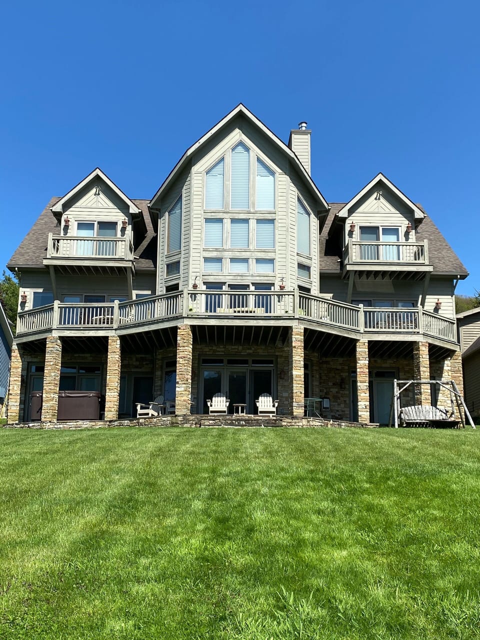 Our beautiful home as seen from lake and dock