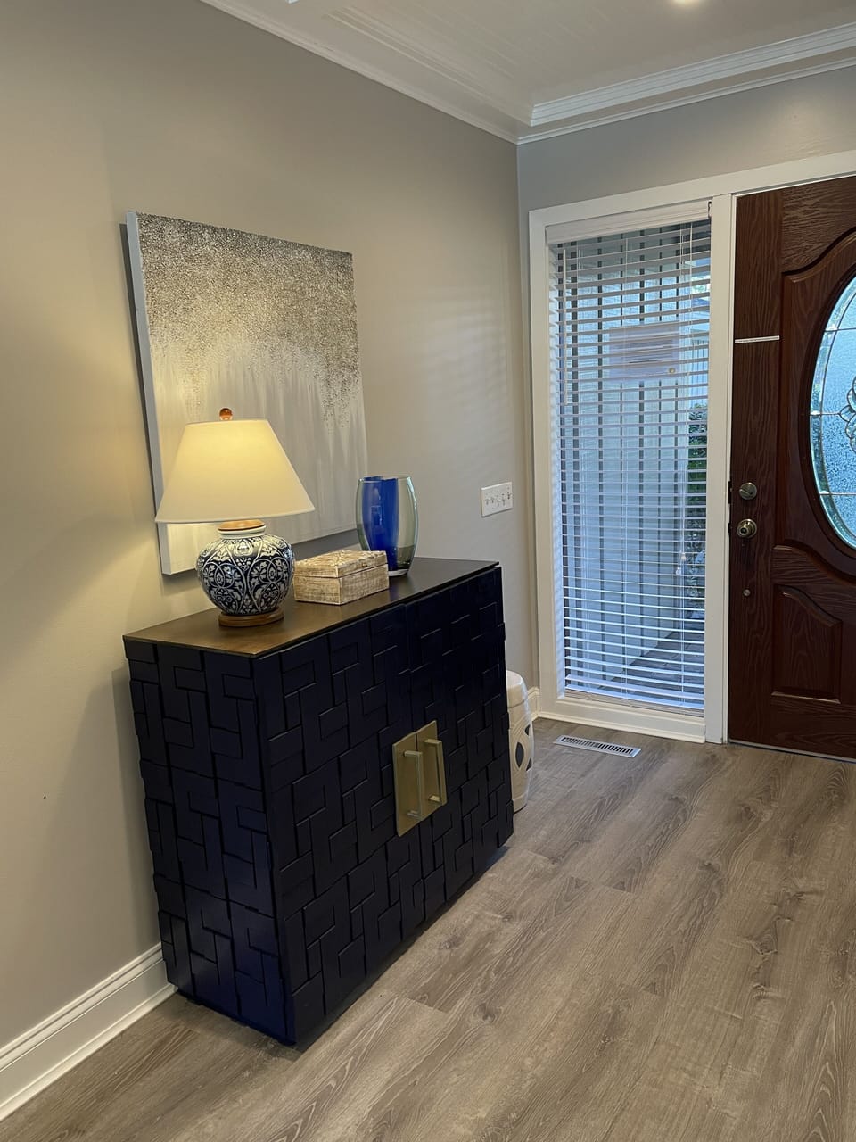 Simple contemporary entry way with keyless entry. 