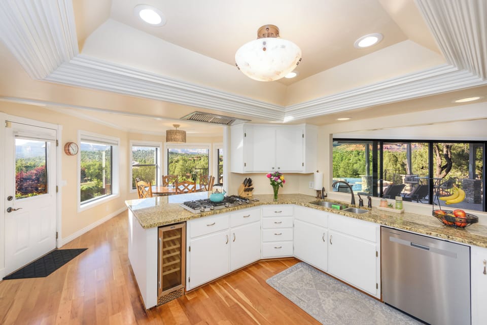 Just bring in the groceries, everything else is here in well stocked kitchen