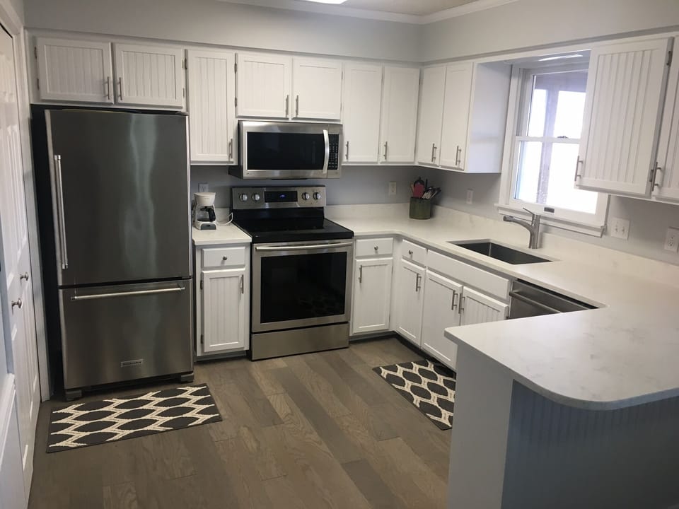 New kitchen.  New range, microwave, dishwasher and floors.
