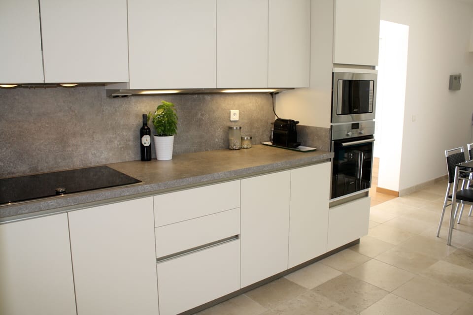 Kitchen, perfectly equipped, dishwasher, fridge, freezer, oven, microwave etc.