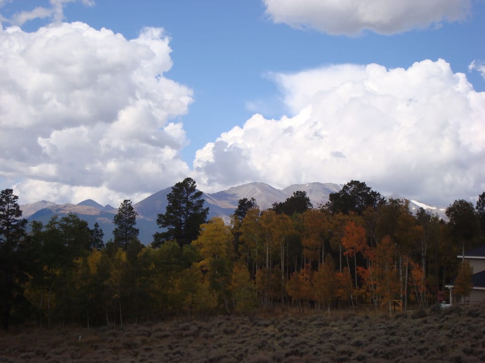 View from deck of Mt Elbert and Mt Massive from deck