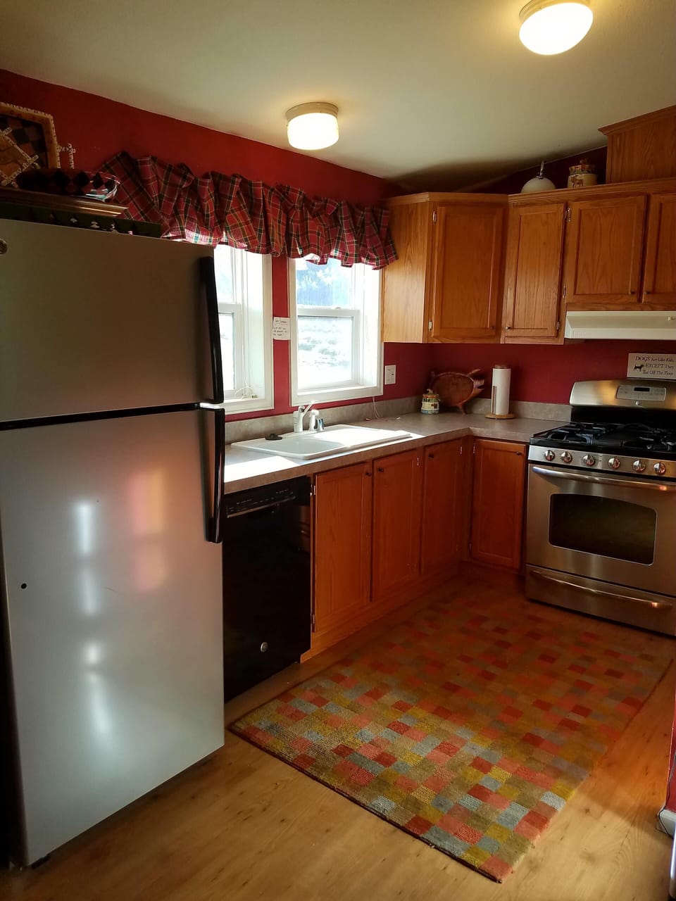 Kitchen with dishwasher, microwave, gas stove, etc