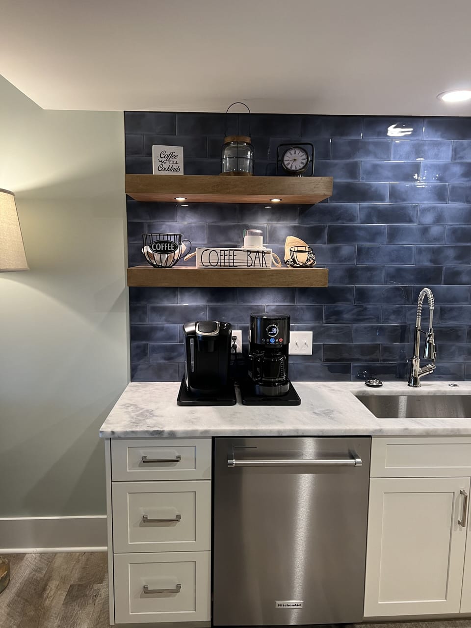 Coffee bar includes traditional pot and Keurig-#4 cone filters-6 cups provided.