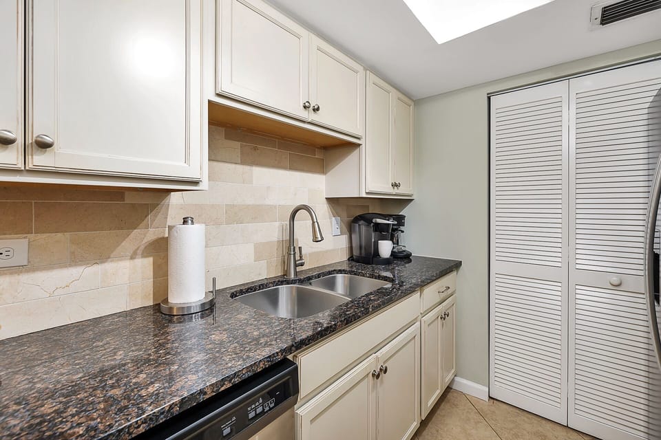 Kitchen with stainless steel appliances