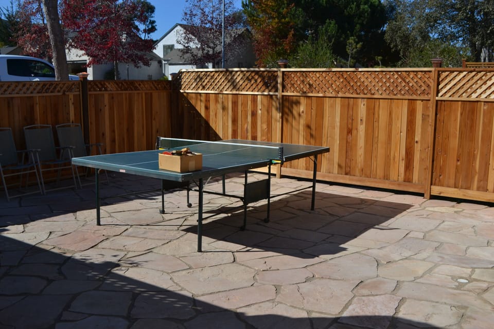 The front patio is the perfect place for the ping pong table!