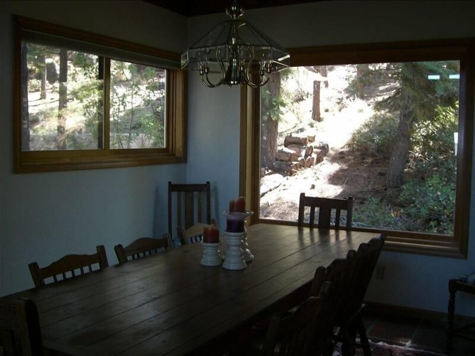 Dining room, looking out to the back yard.  Seating up to 10.