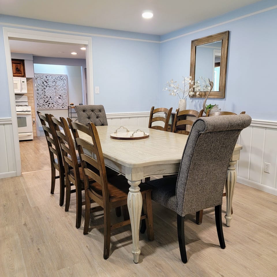 The formal dining room seats 8.