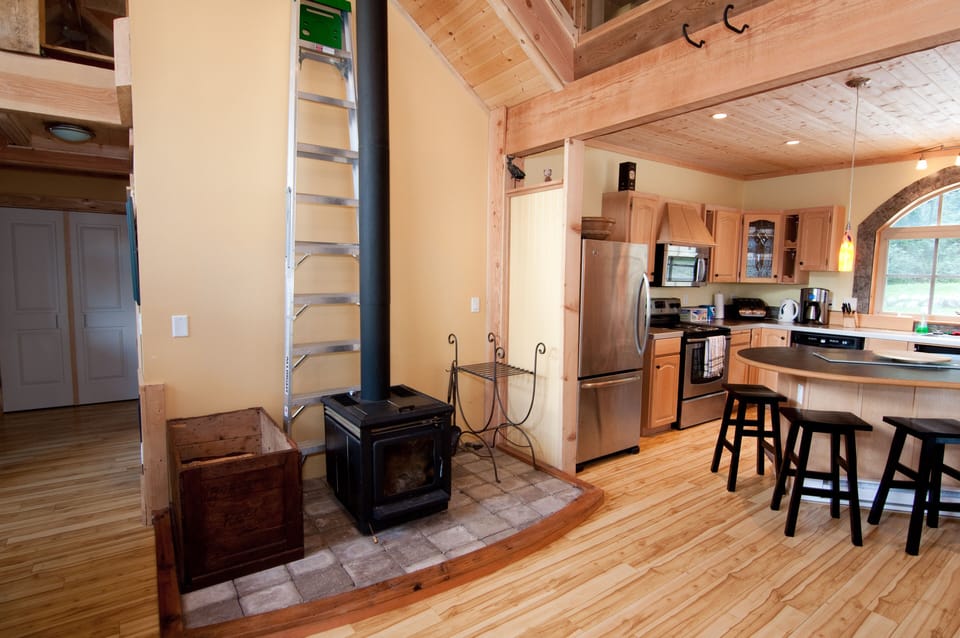 Wood Burning Stove off Kitchen