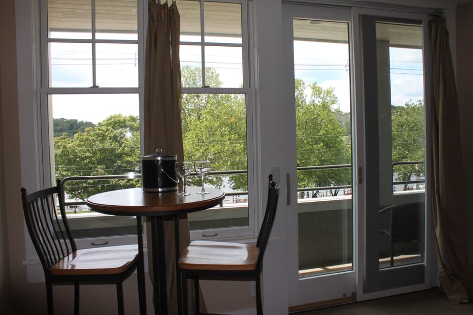 High top table overlooking harbor