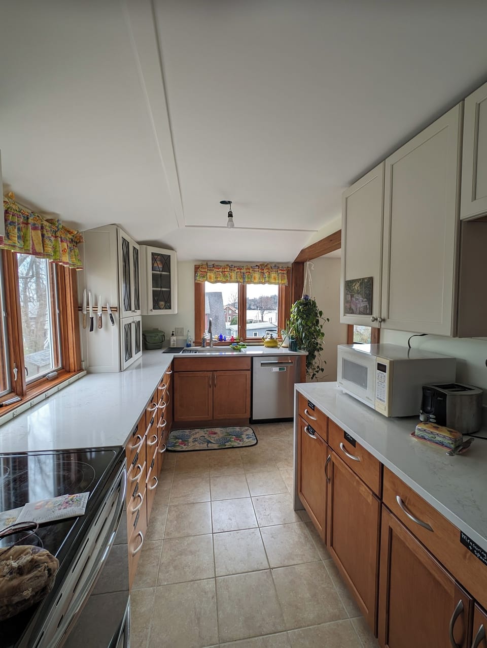 The kitchen view as you enter from the east deck. (Before installing light!)