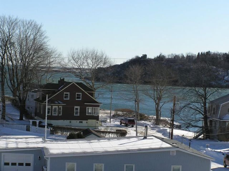 The view from the upstairs Ocean Bedroom writing desk in winter.