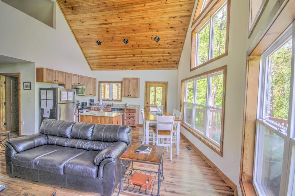 Open floor plan with full kitchen
