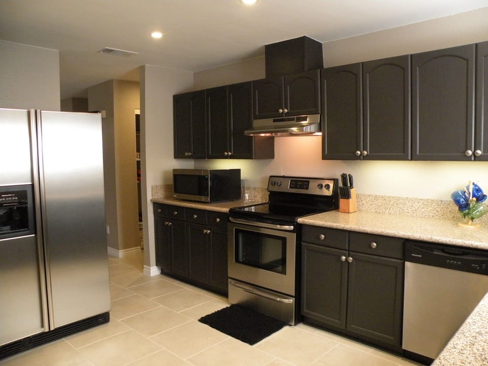 Beautiful stainless steel appliances.