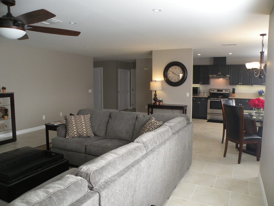 Very spacious area with large ceiling fan.