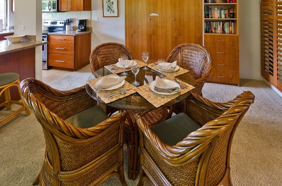 The Dining Room with murphy bed in cabinet with books