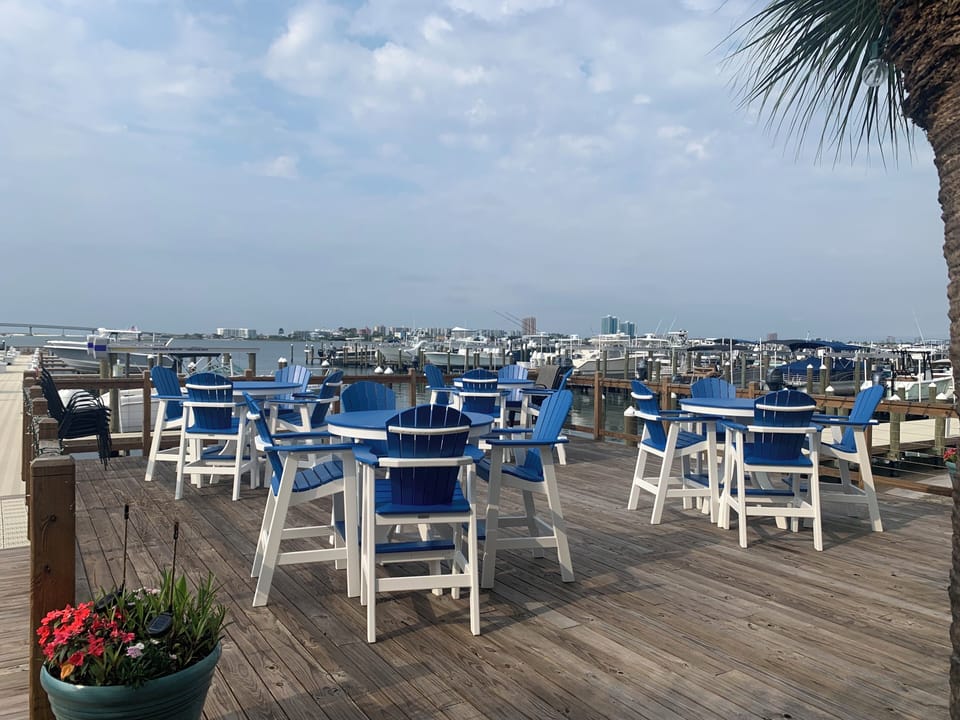 The deck overlooking Terry Cove adjacent to the outdoor pool and beach.