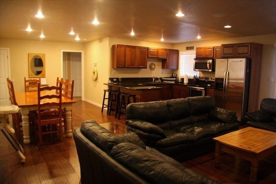 Open floor plan makes cooking and relaxing enjoyable for all.