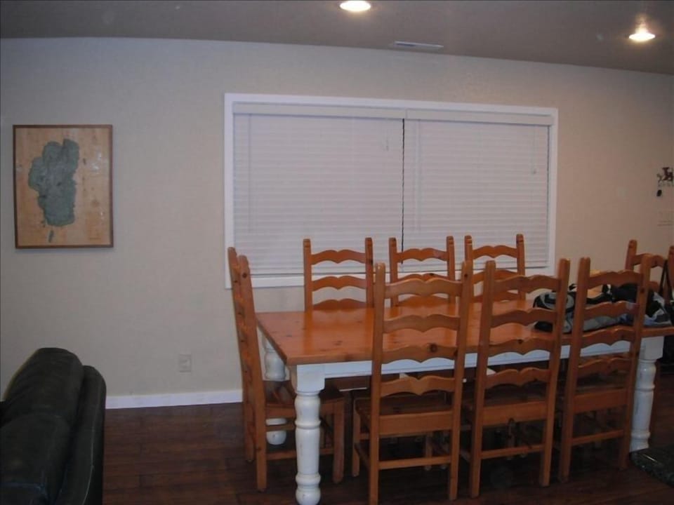 Dining table seats 8.