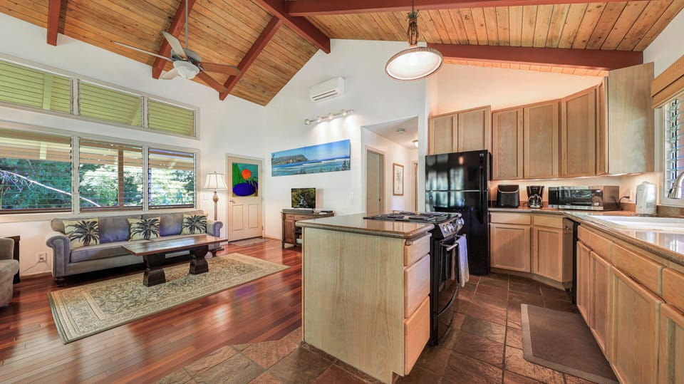 The kitchen is fully stocked for any cooking need. 