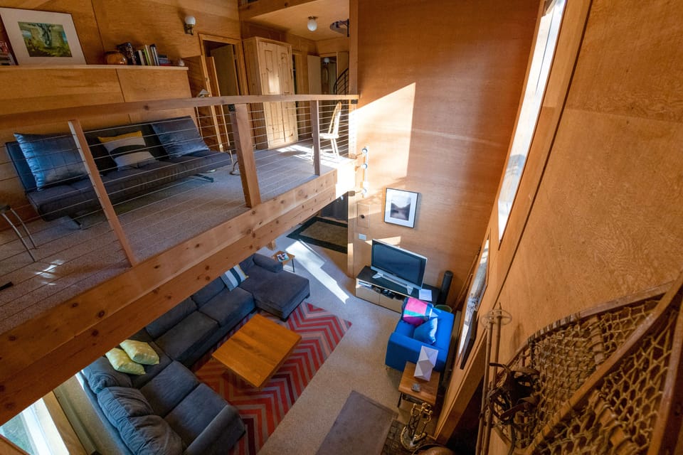 The living room and mezanine 