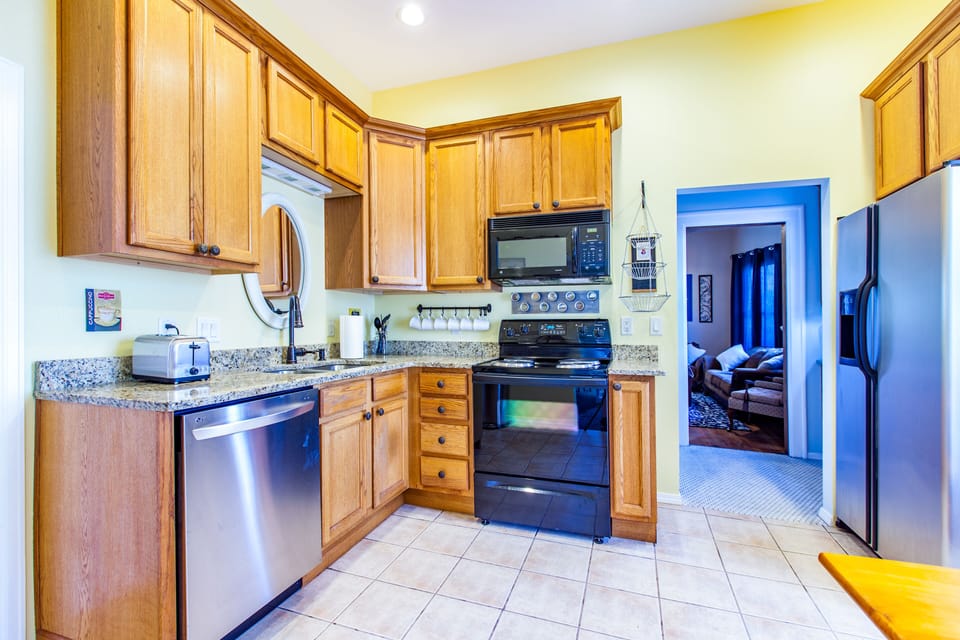 The fully-stocked kitchen