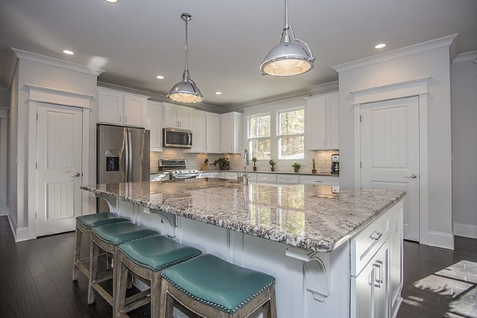 Granite island with seating for 4