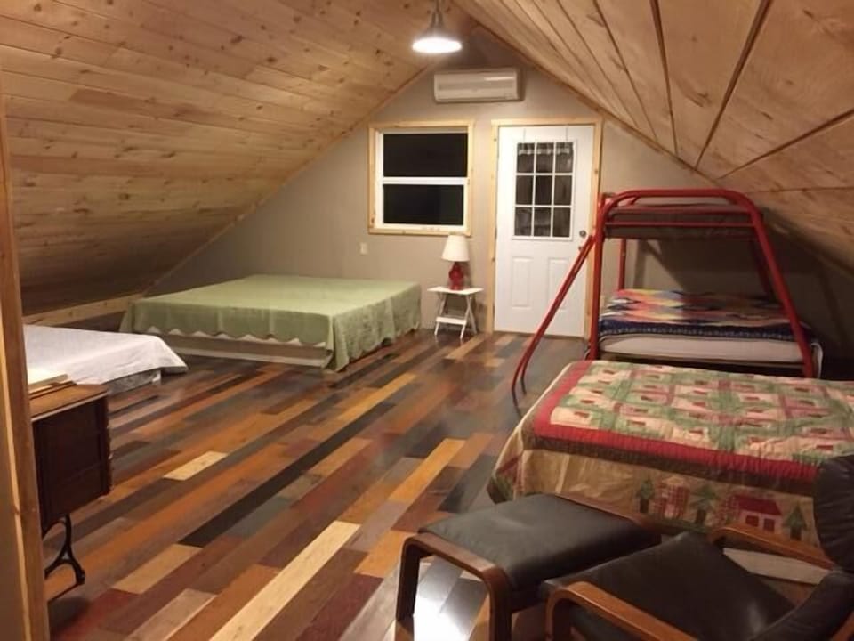 Spacious sleeping with an assortment of beds.