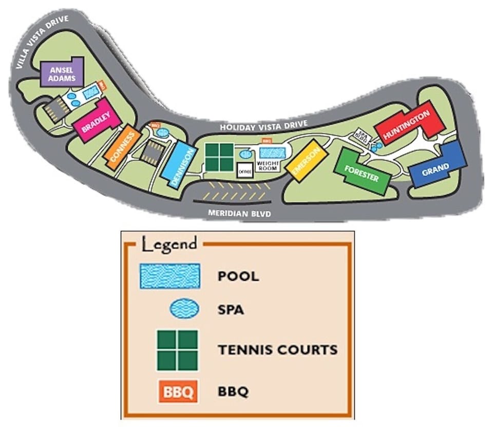 Map of The Summit Complex - Our Unit is in the Huntington (red) Building