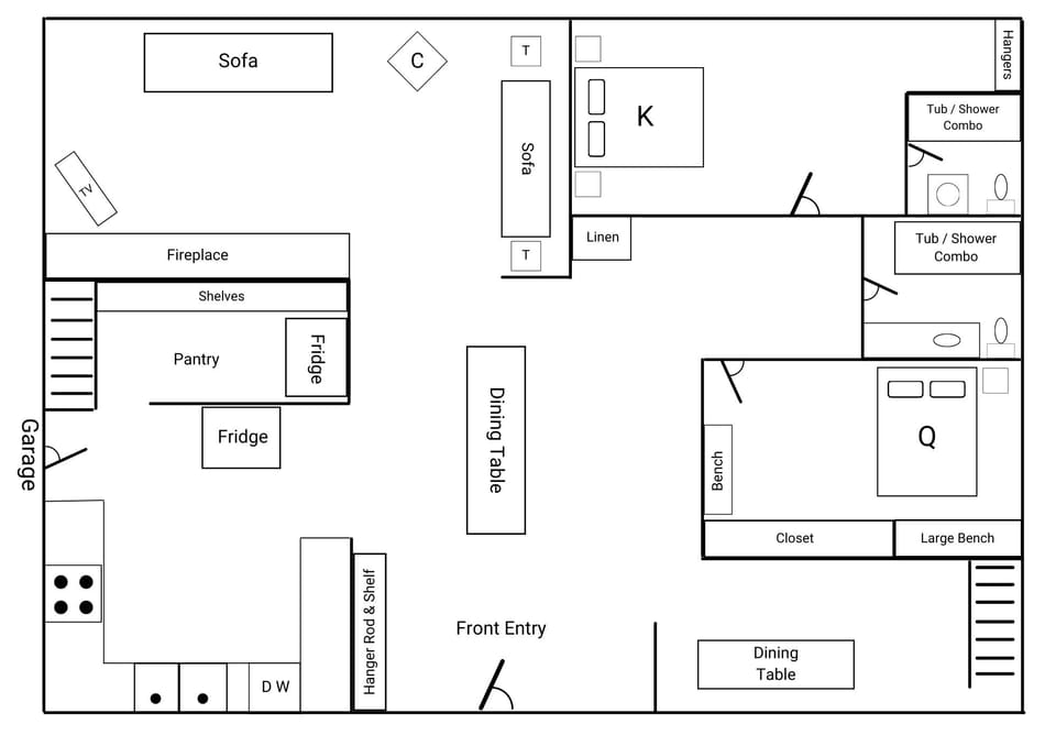 Trails End Mountain Home main level (click to view full image)