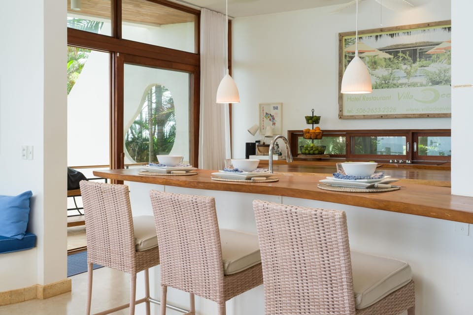 Harwood counter opens the kitchen to the rest of the house