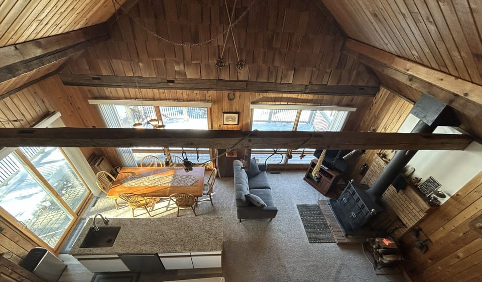 Loft looking down into main living space.