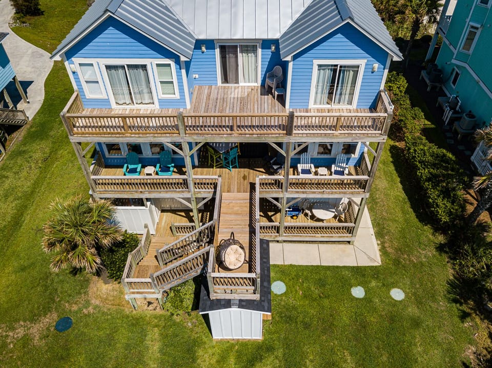 Decks off the back of the house