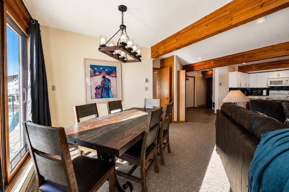 Gather for meals with plenty of room for everyone around the table
