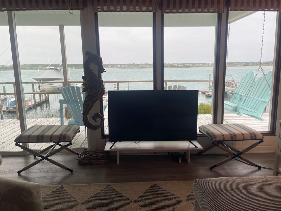 Living area has large smart TV... but sound watching is more fun! 