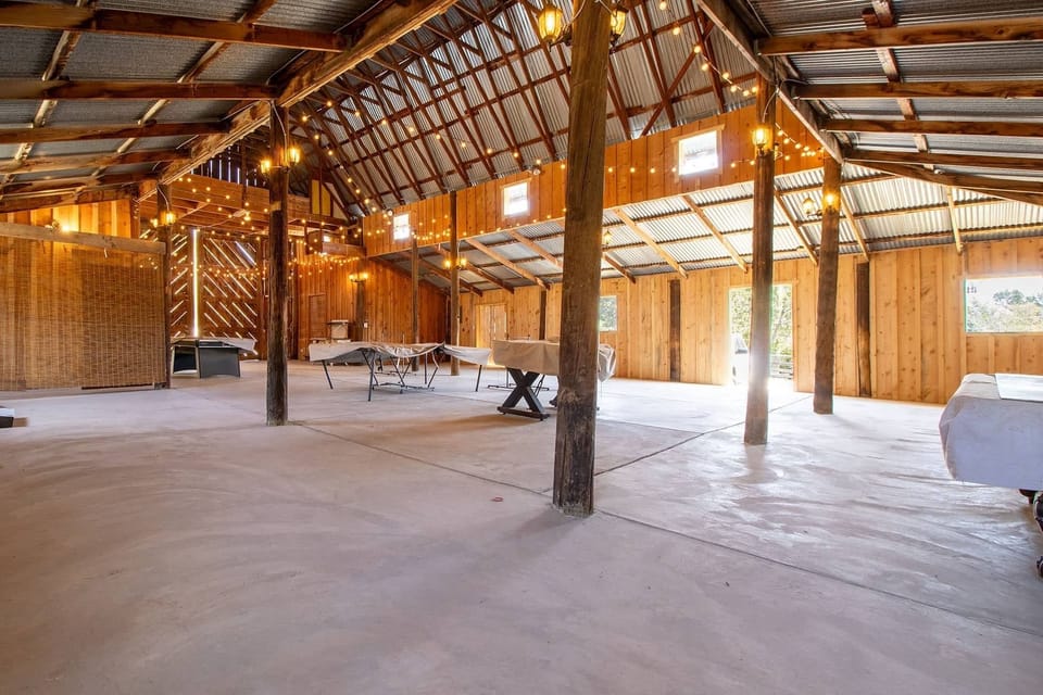 The space and lighting in the barn is perfect for entertaining.