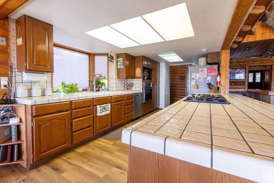 Our galley style kitchen has all the common appliances needed.