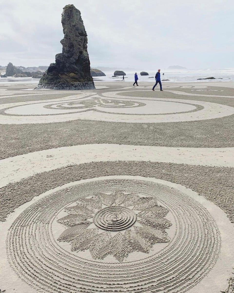 Circles in the Sand at low tide, often right below the house
