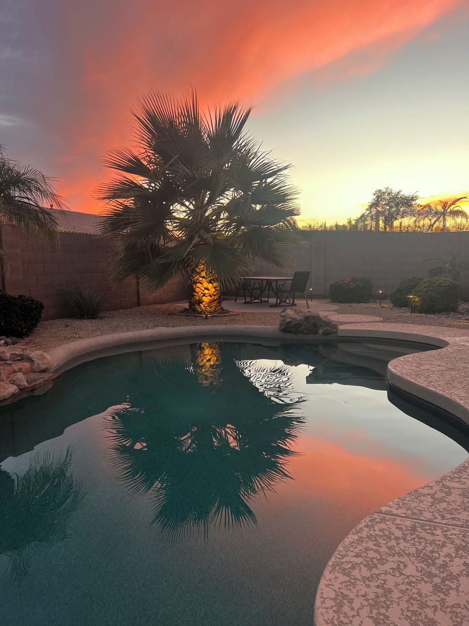 Enjoy watching the sunset from the heated spa.