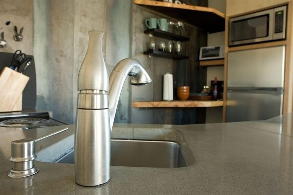 Concrete countertops, filtered drinking water, & all the amenities from home