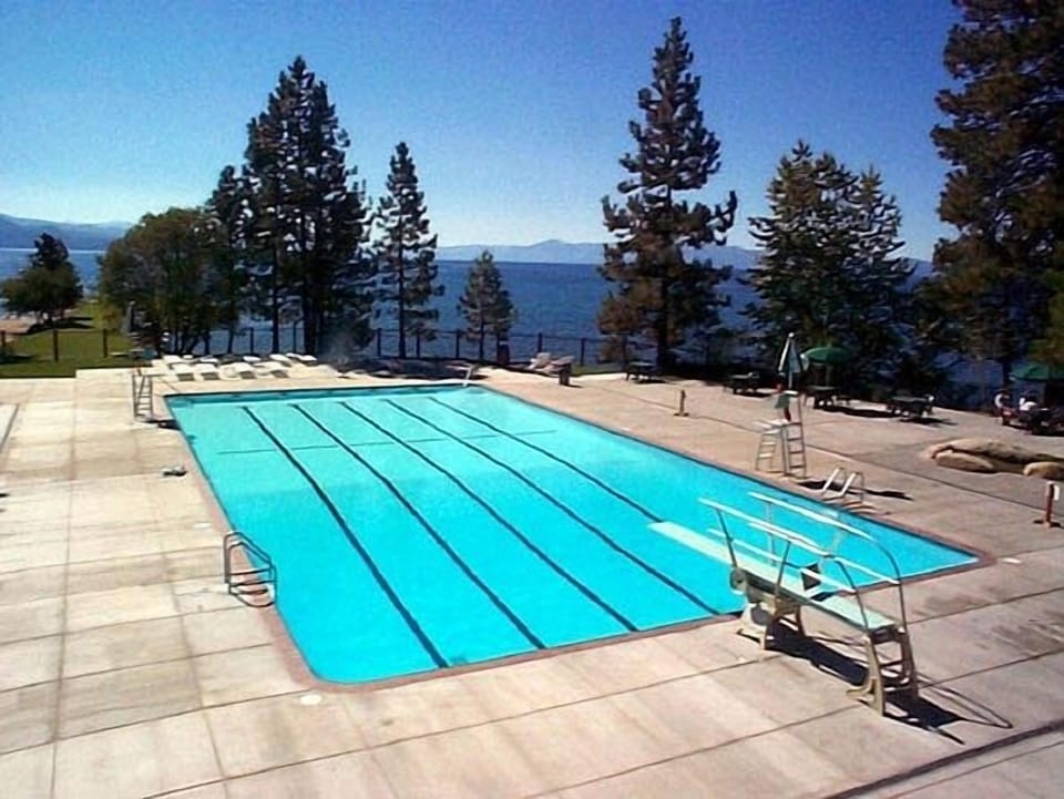 Swimming pool for residents and guests at nearby private Burnt Cedar Beach