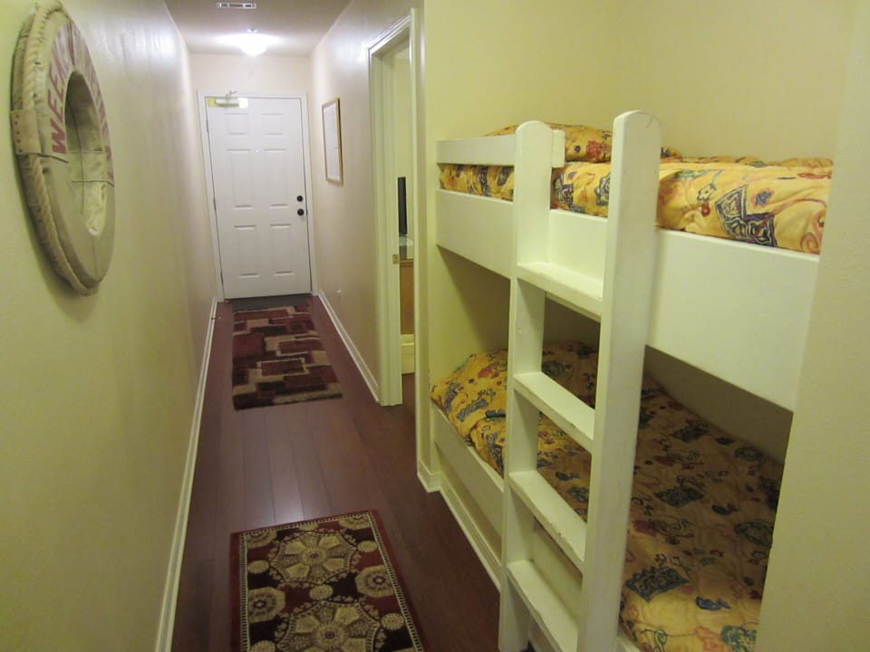 Hallway bunkbeds and new hardwood floors