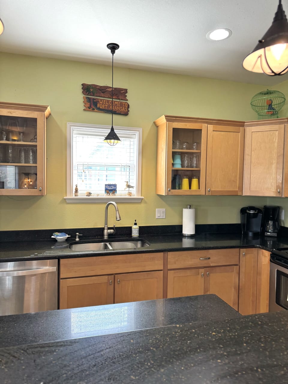 Fully stocked kitchen with everything you need if you choose to cook.