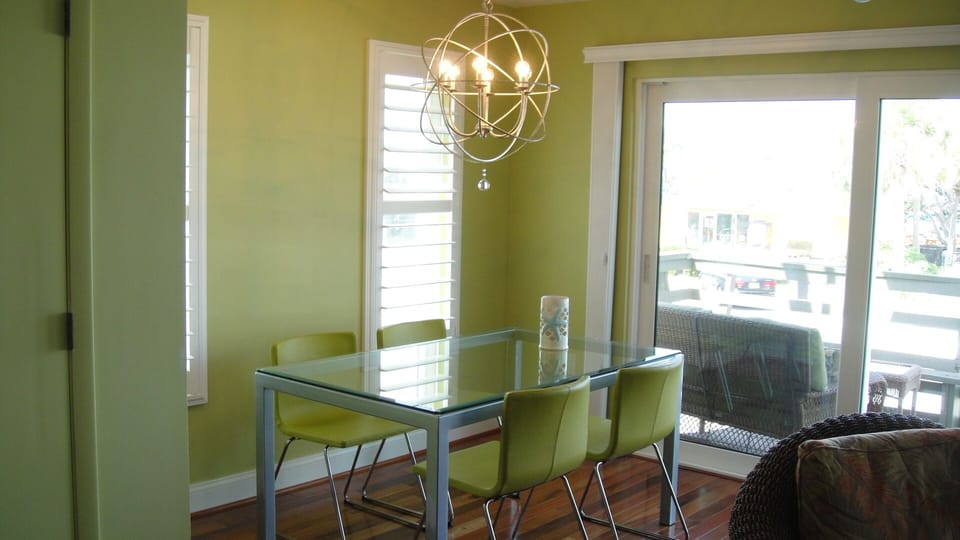 Great view of Gulf of Mexico from dining table.