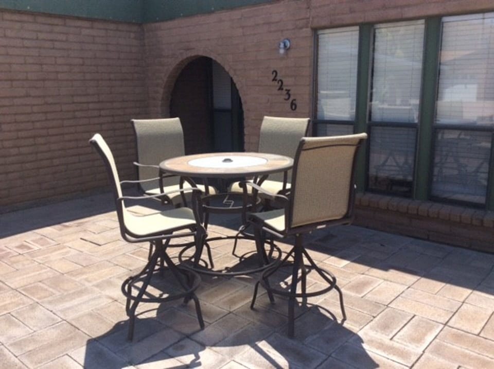 Fenced front patio