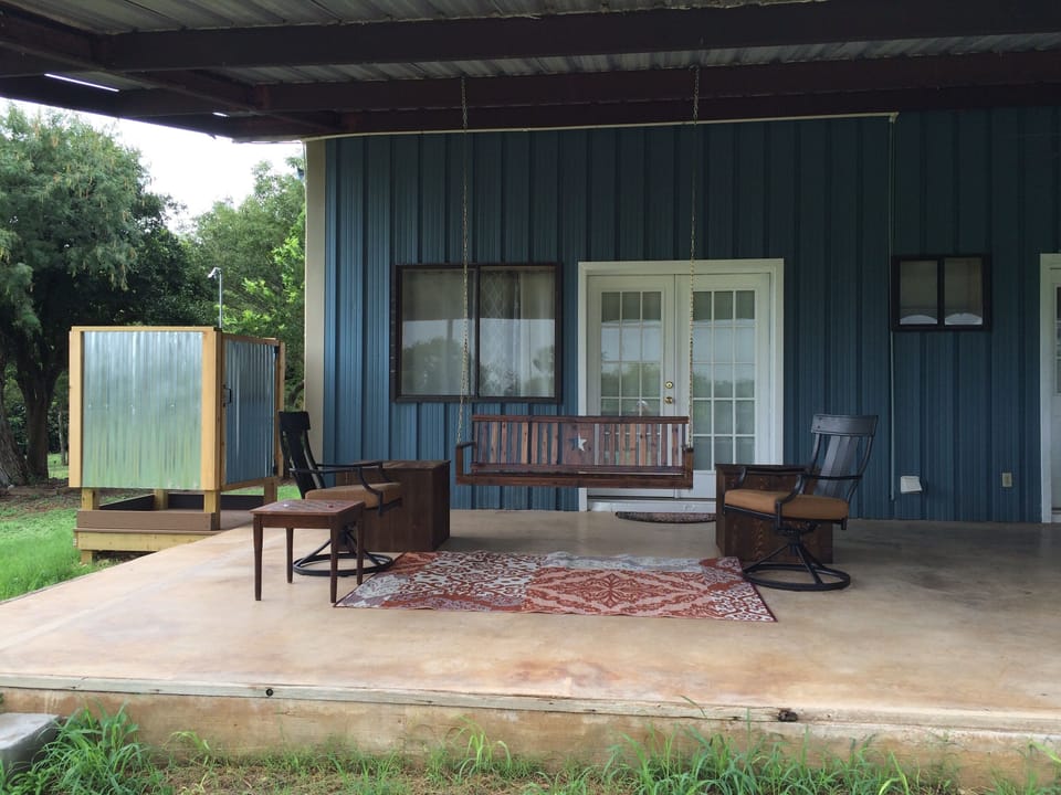 Patio with outdoor Shower Under the Stars