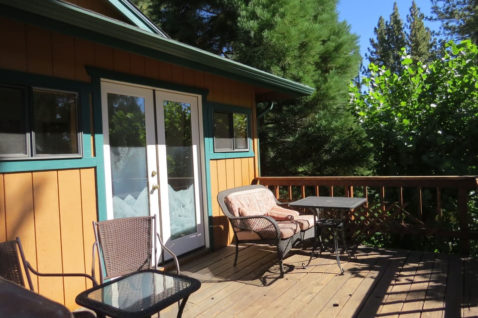 Master bedroom opens on to deck.